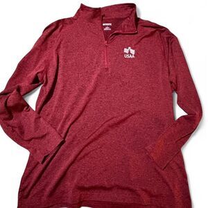 Source Unknown Maroon Heather Quarter-Zip USAA Logo Long Sleeve Tee